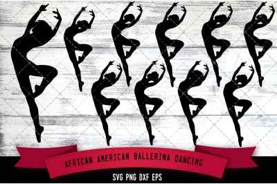 African American Ballerina Dancing Silhouette SVG