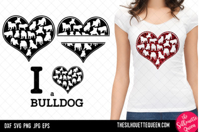 Bull Dog heart SVG, Valentines Day svg, Heart svg