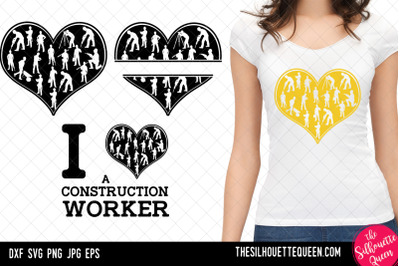 Construction Worker heart SVG, Valentines Day svg, Heart svg