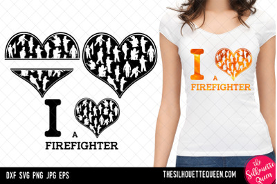 Fire Fighter heart SVG, Valentines Day svg, Heart svg