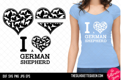 German Shepherd heart SVG, Valentines Day svg, Heart Dog svg