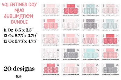 Valentines Mug Sublimation Bundle. 20 designs. 11oz, 12oz, 15oz mug su