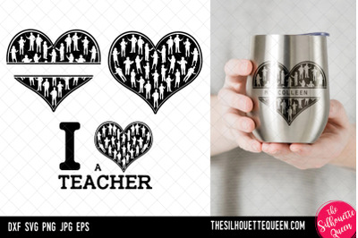 Teacher heart SVG, Valentines Day svg, Heart Teaching svg