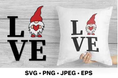 Love gnome. Valentine day design. Valentines sign