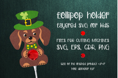 Dachshund-Patricks Day Lollipop Holder Template SVG