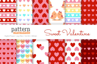 SPECIAL SALE Sweet Valentine Digital Paper - Love Heart - Love Birds -