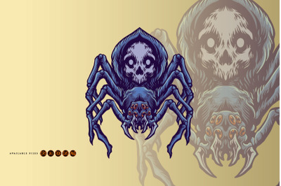 Black spider skull illustration