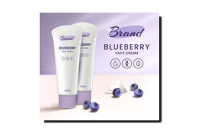 Blueberry Face Cream Creative Promo Poster Vector