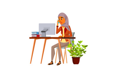 Businesswoman Talking With Client On Phone Vector