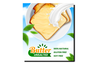 Butter Unsalted Fat Product Promo Poster Vector