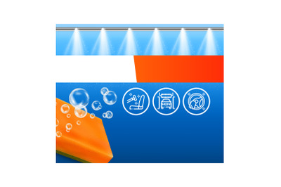 Automatic Car Wash Creative Promo Banner Vector