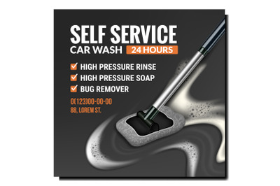 Car Wash Self Service Promotional Banner Vector