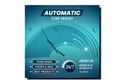 Automatic Car Wash Creative Promo Banner Vector