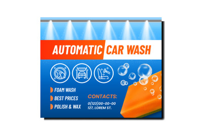 Automatic Car Wash Creative Promo Banner Vector