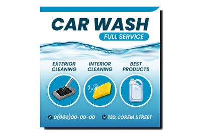 Car Wash Service Creative Promotion Poster Vector