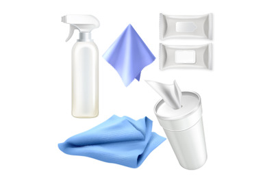 Cleaning wipes box spray vector