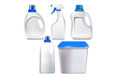 detergent bottle plastic product set vector