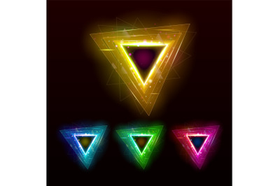 Night Club Decoration Triangle Shape Set Vector