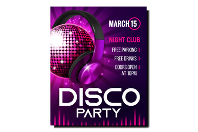 Disco music party poster background