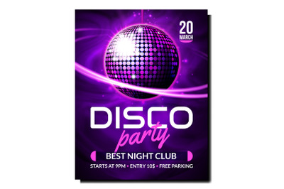 Disco music party poster background