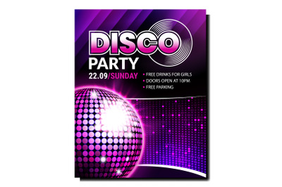 Disco music party poster background