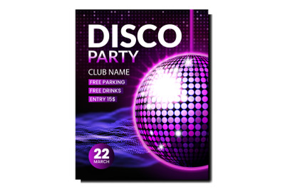 Disco music party poster background