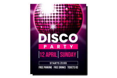 Disco music party poster background