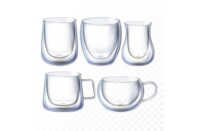 double glass cup set vector