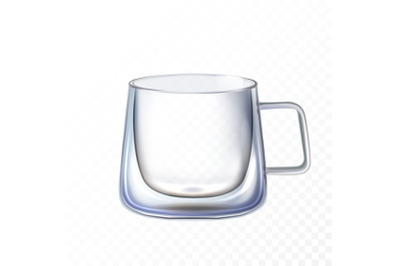 double glass cup transparent vector