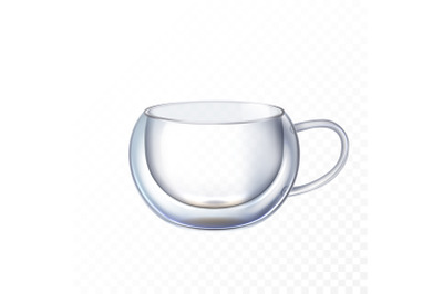 double glass cup cappuccino vector