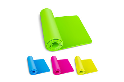 Fitness Mat For Training Yoga Exercise Set Vector