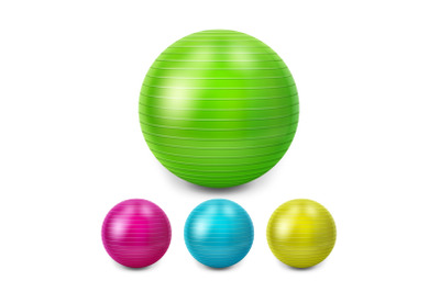 Pilates Ball For Training Fit Exercise Set Vector