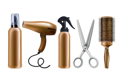 Hairdresser Tools For Hairdressing Set Vector