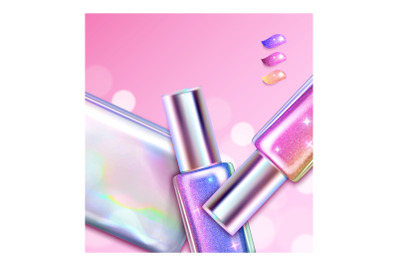 holographic cosmetics poster cream vector