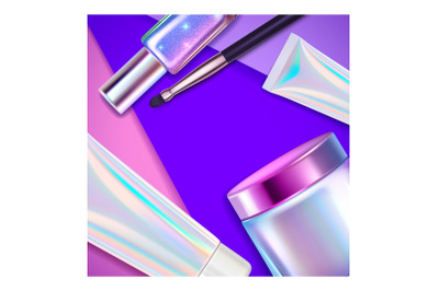 holographic face cosmetics poster vector