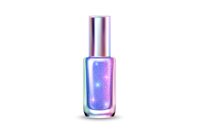 Holographic Color Nail Polish Blank Package Vector