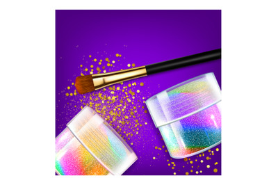 holographic cosmetics poster package vector