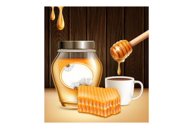 Honey bee food product banner vector