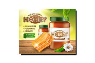 Honey bee food product ad vector