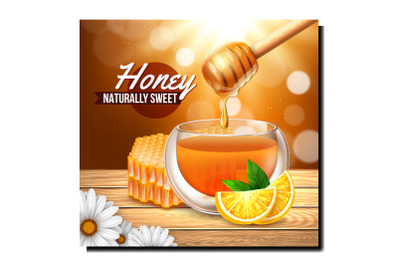 Honey bee food product poster vector