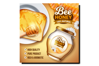 Honey bee food product label vector