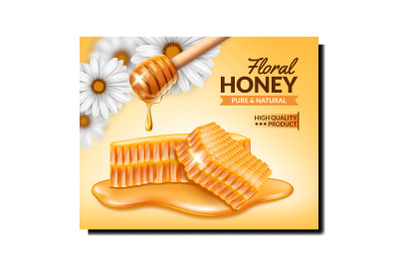 Honey bee food product template vector