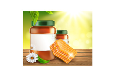 Honey bee food product ad vector