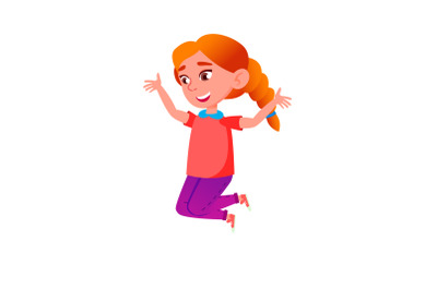 Happy jumping teen girl vector