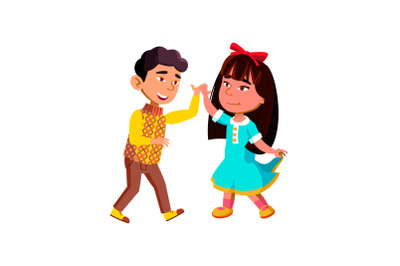 Boy And Girl Kids Couple Dancing Together Vector