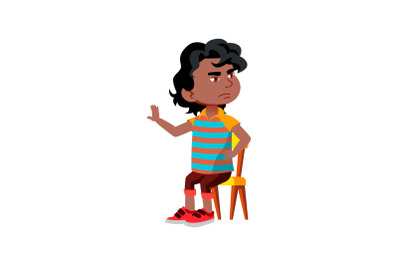 Boy Child Refusing Dish In Kindergarten Vector