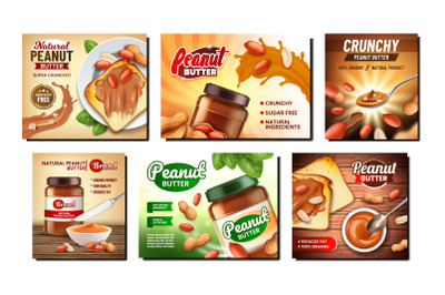 Nut Butter Creative Promotional Posters Set Vector