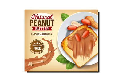 Natural Peanut Butter Promotional Banner Vector