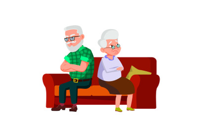 Sadness Old Man And Woman Disagreement Vector