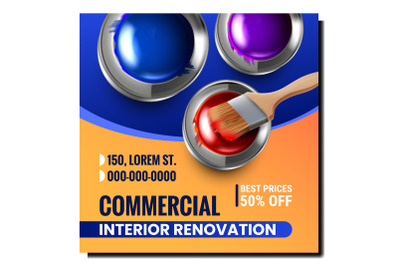 Commercial Interior Renovation Promo Poster Vector